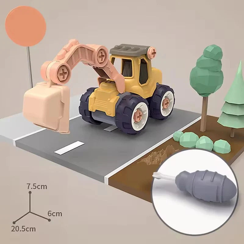 BuildCrew Mini-Ingenieurfahrzeug-Set mit Schaufel- und Lader-Spielzeug – Ab 3 Jahren