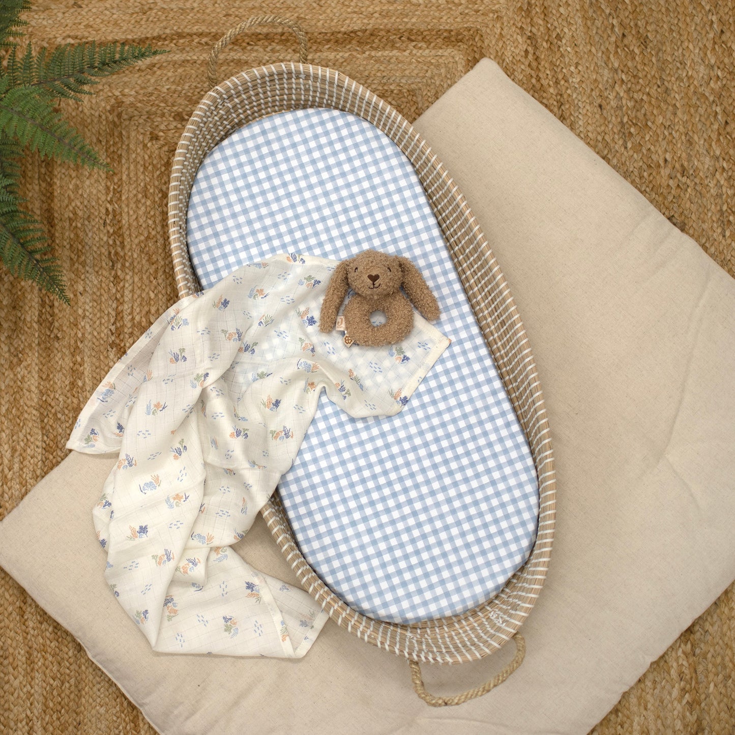 Basket Changing Mat - Blue Gingham
