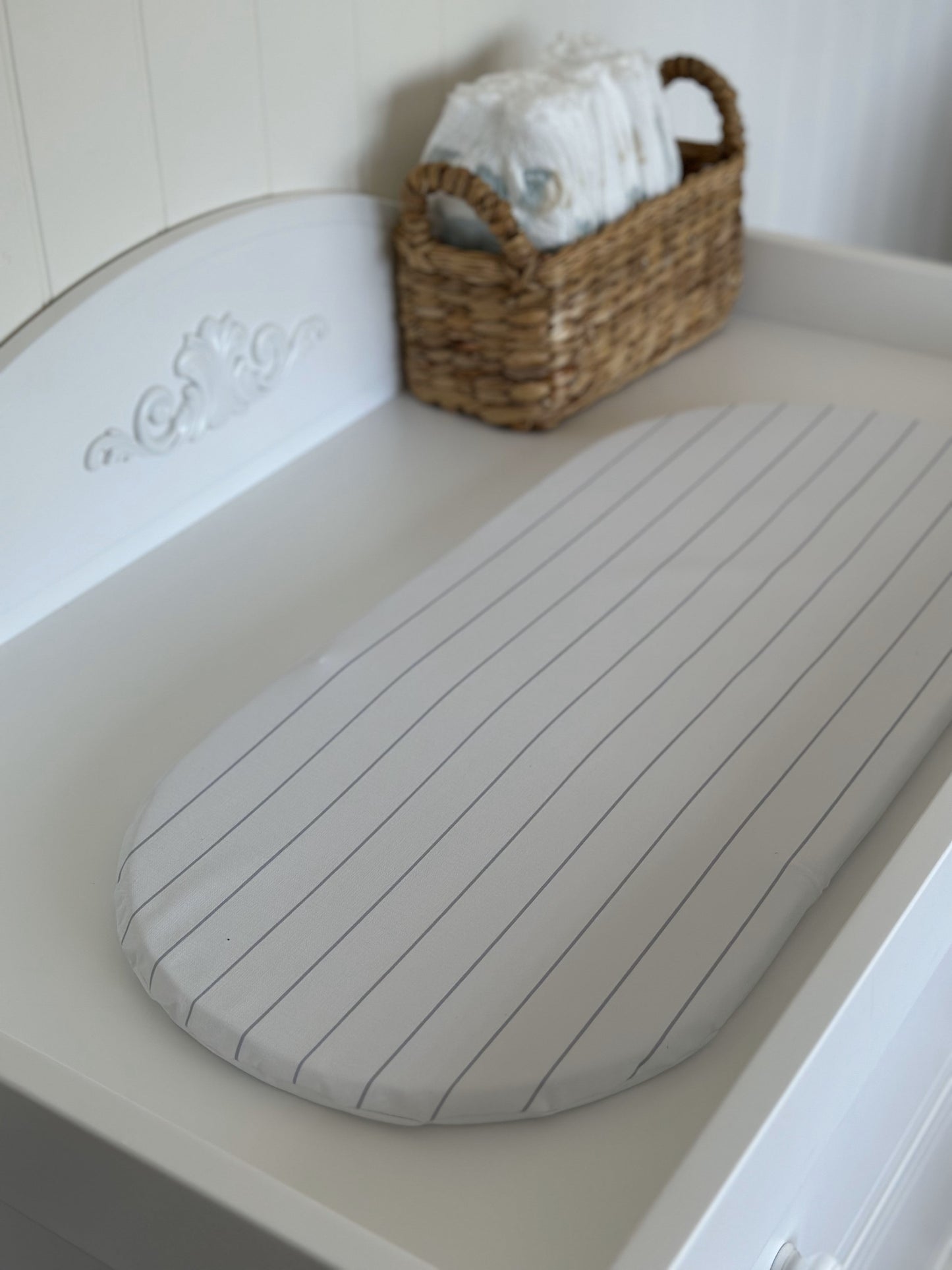 Basket Changing Mat - Cornflower Blue Stripe