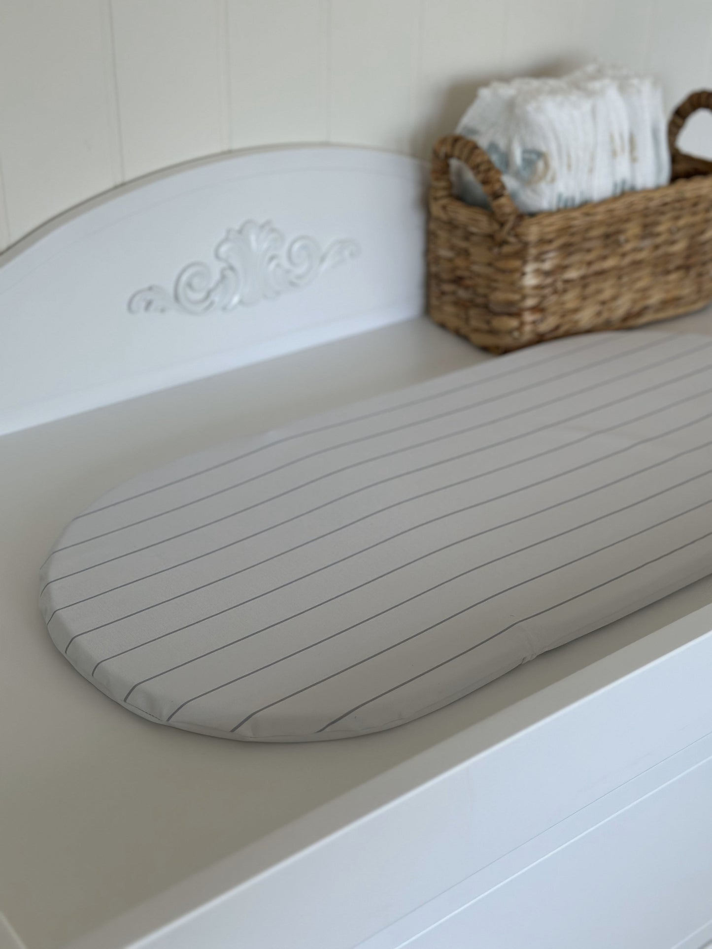 Basket Changing Mat - Cornflower Blue Stripe