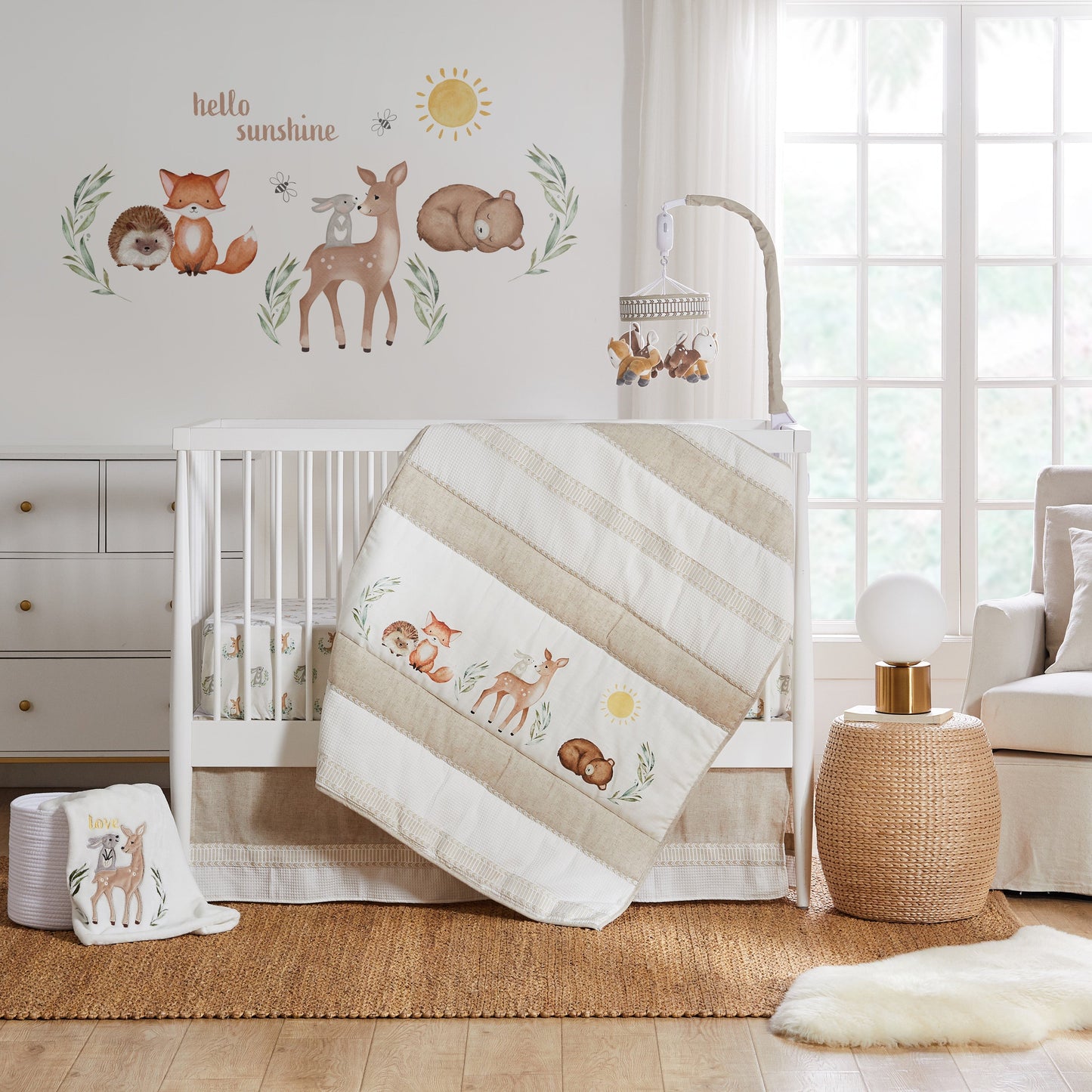 Woodland Pals 5-delige wiegbeddengoedset