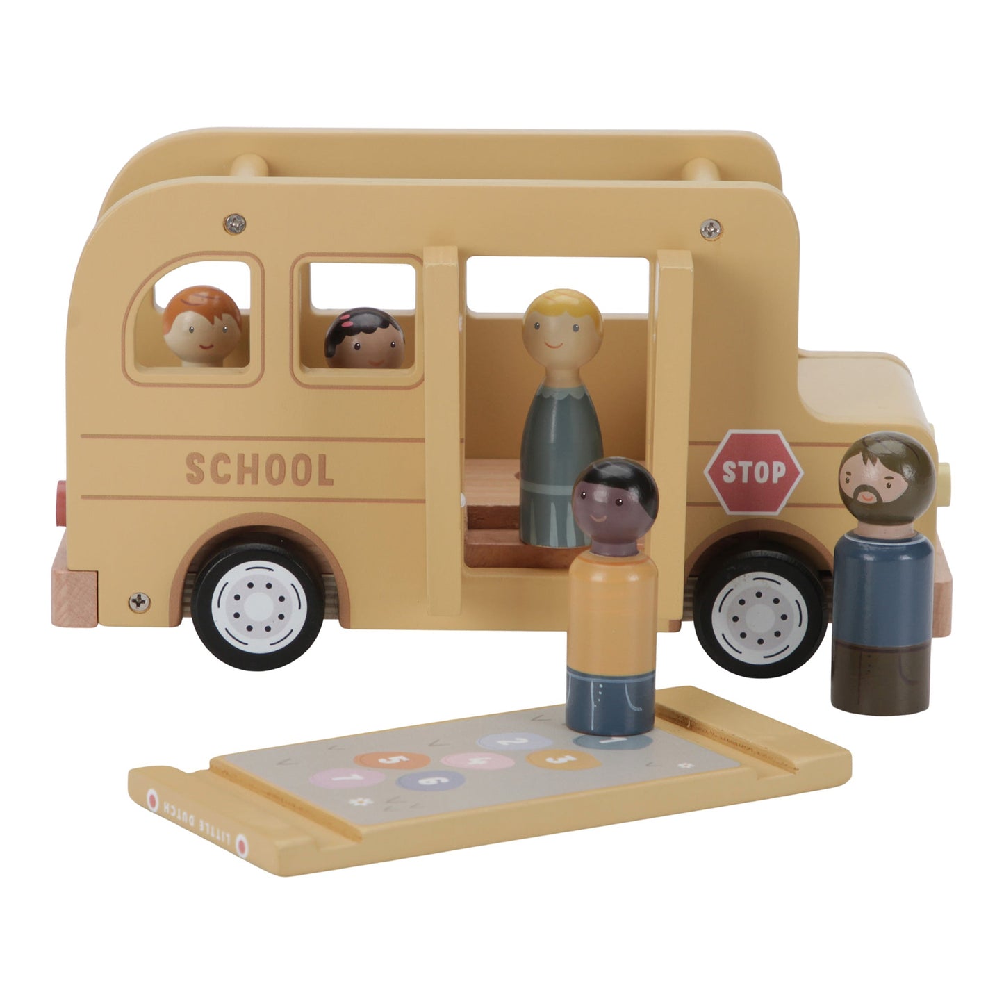 Little Dutch Wooden School Bus Playset