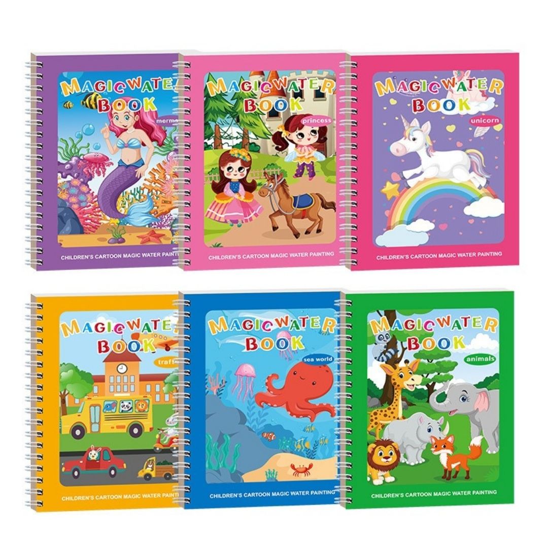 MagicDoodleBook – Wiederverwendbares Wasser-Malbuch | Montessori | Sauberer Spaß | Für Kinder von 2–5 Jahren