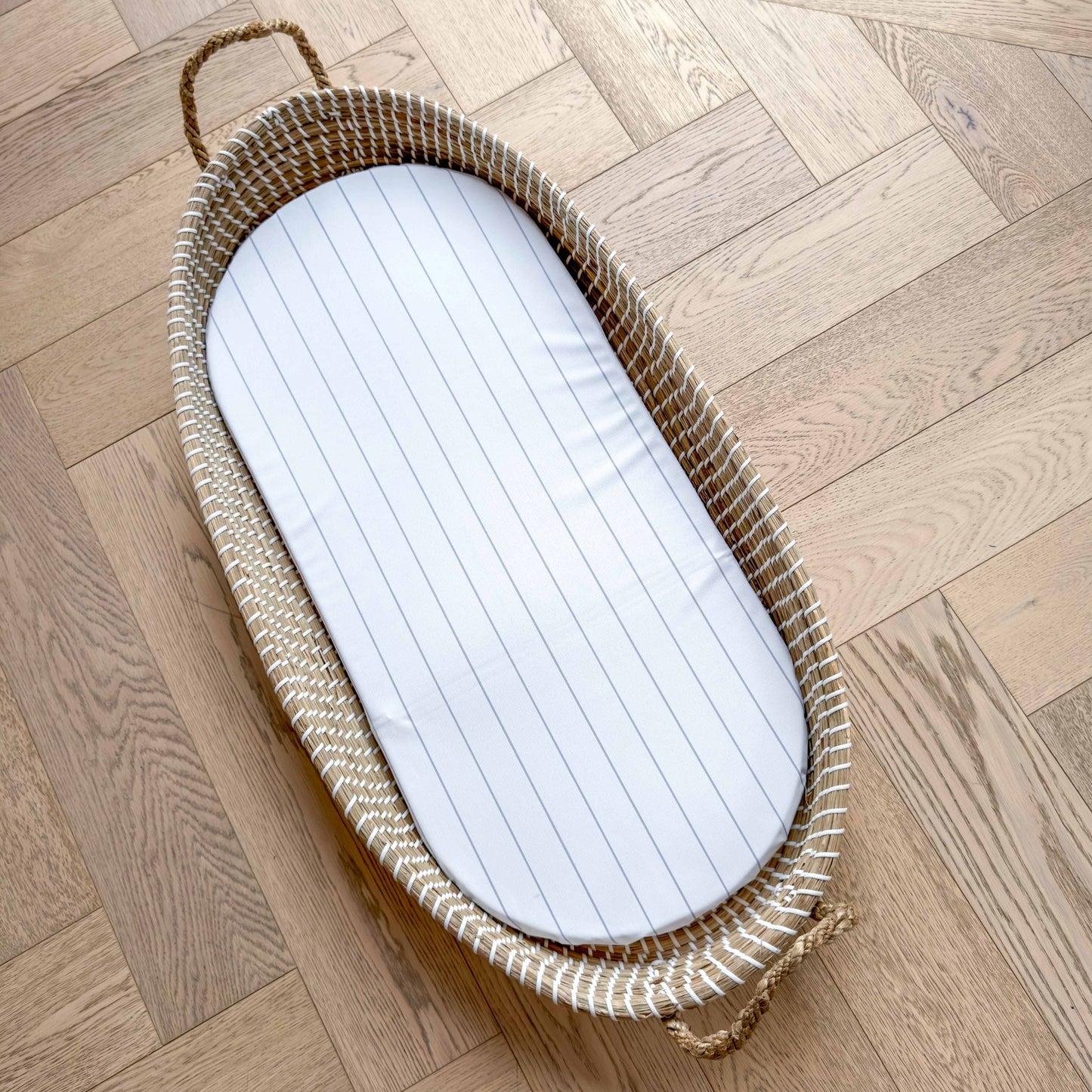 Basket Changing Mat - Cornflower Blue Stripe