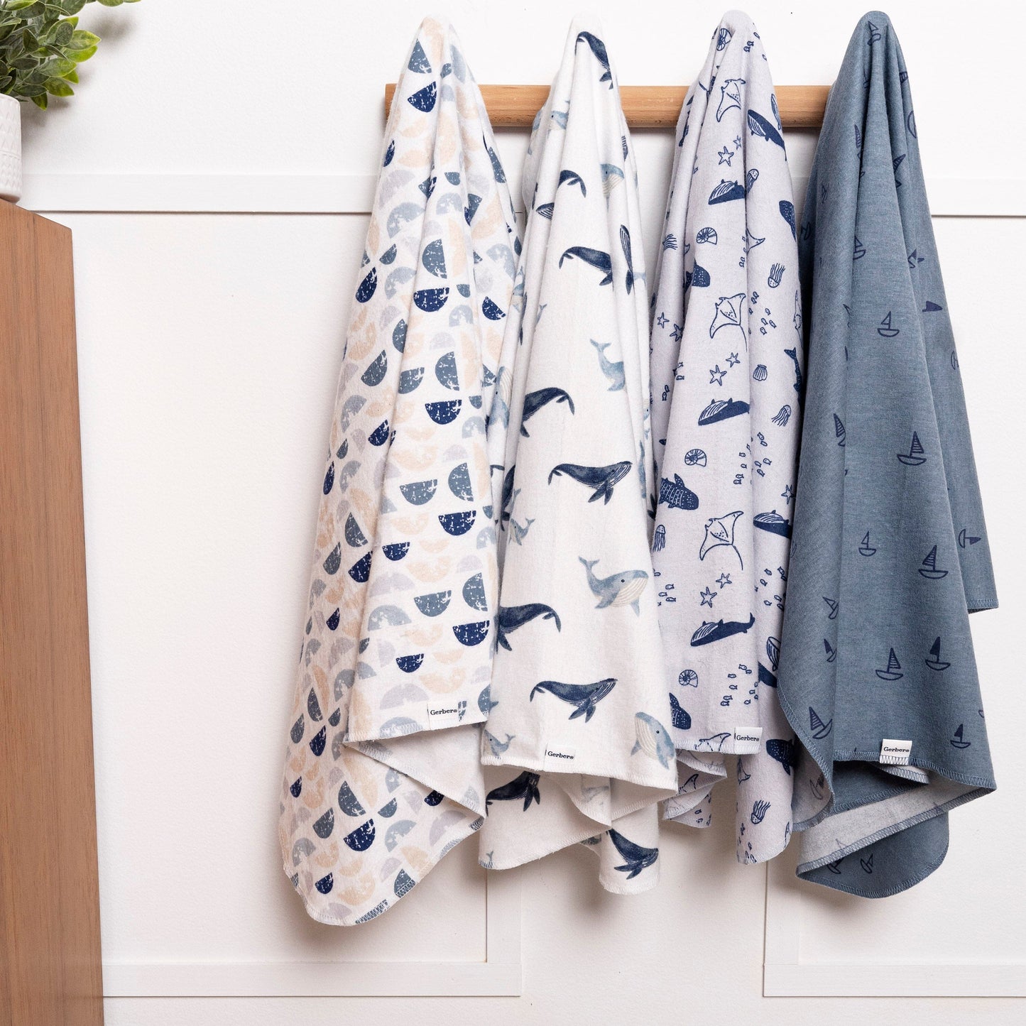 4-pack Coastal Calm flanellen dekens voor babyjongens