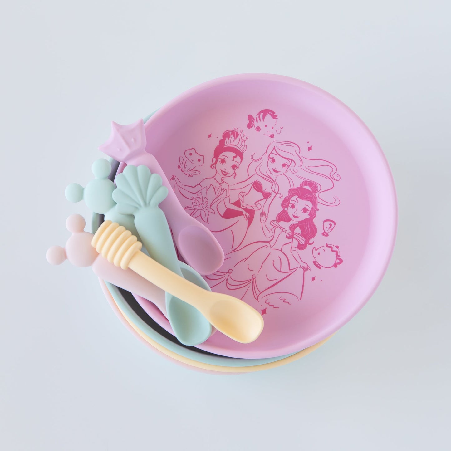 Siliconen bord + lepelset: Disney Princess
