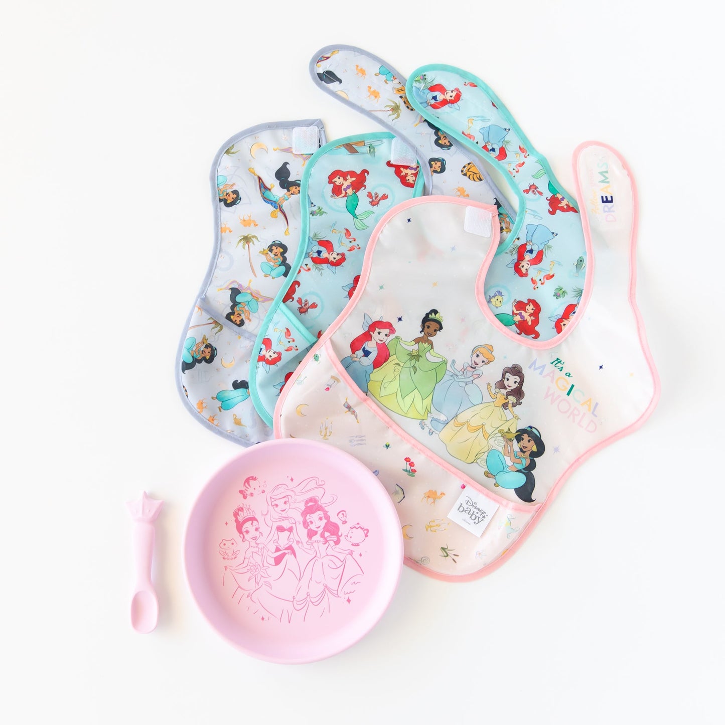 Siliconen bord + lepelset: Disney Princess
