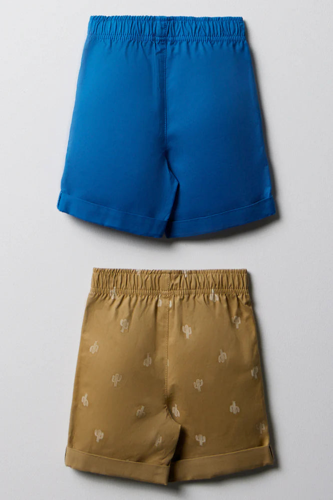 2 Pack Shorts Blue & Natural