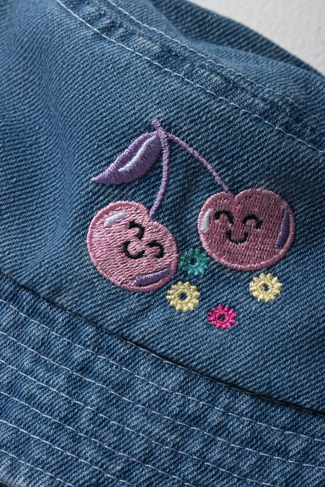 Cherry Denim Bucket Hat Blauw