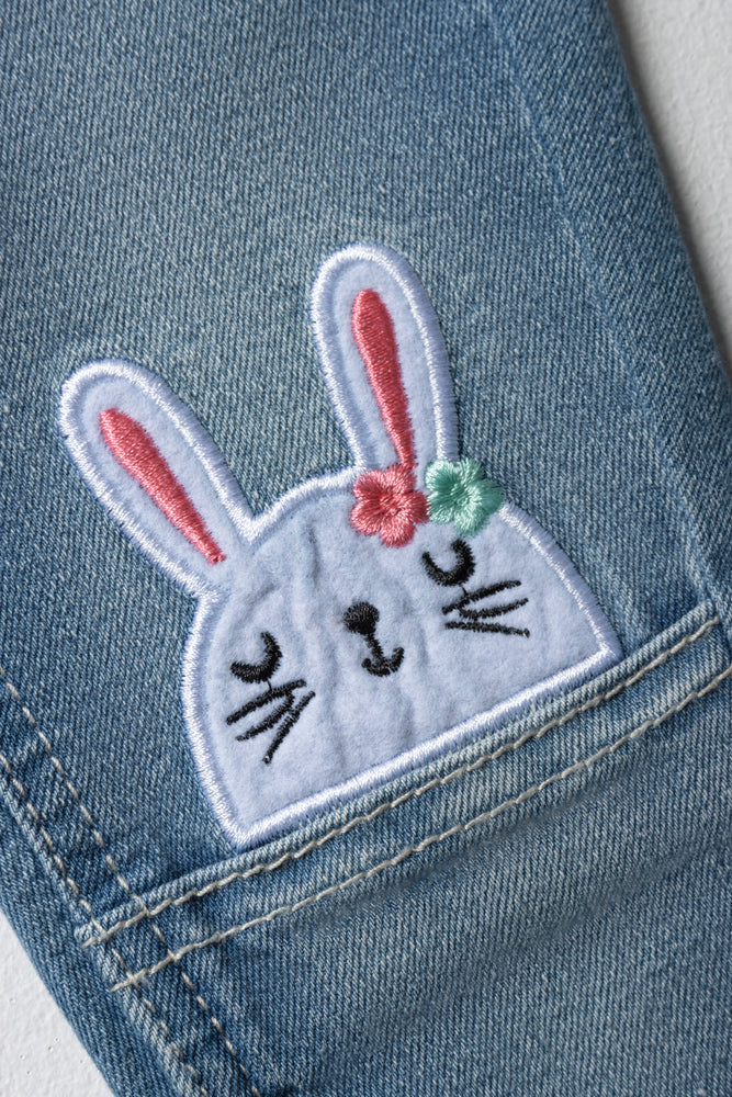 Denim jeans met applicatie, middenblauw