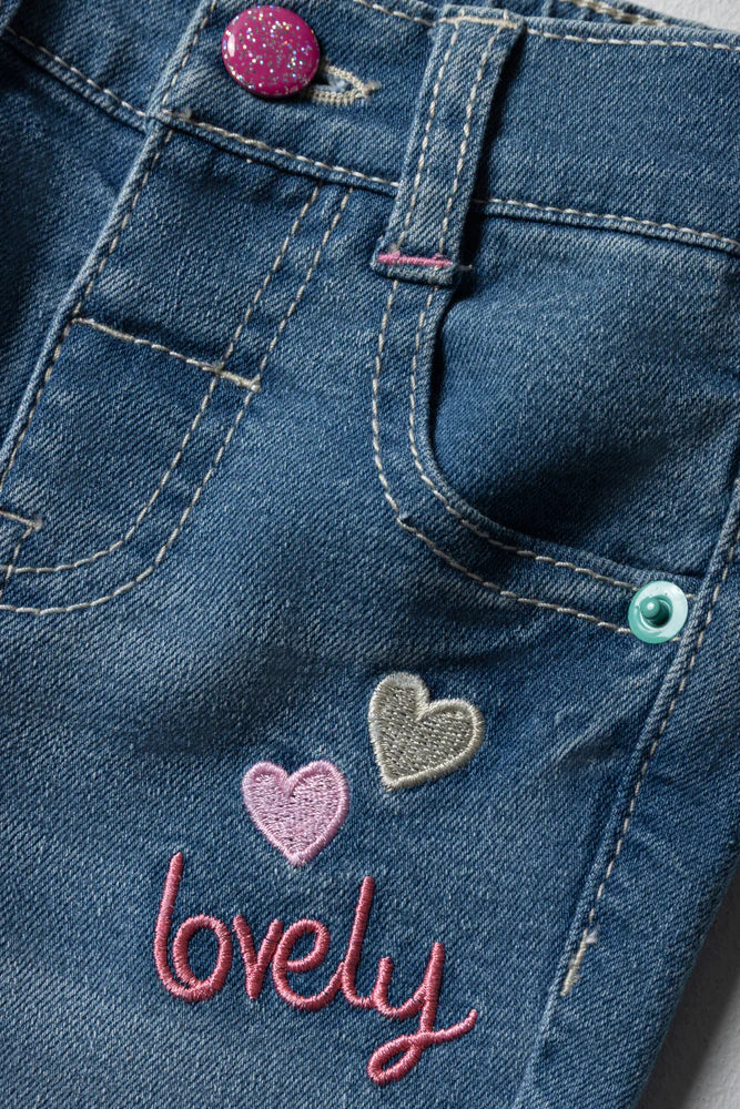 Denim jeans met applicatie, middenblauw