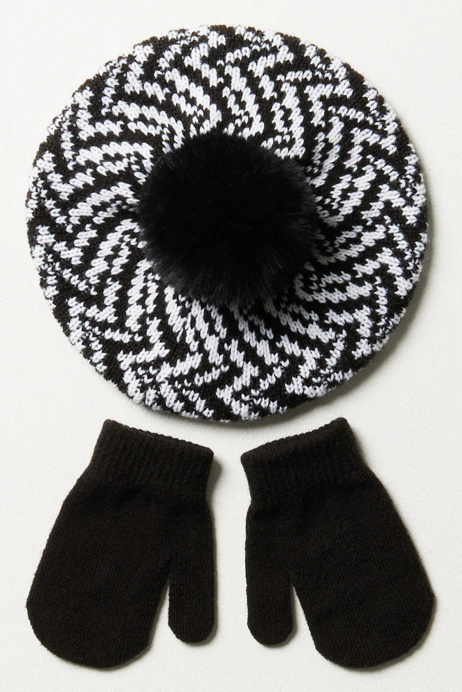 Baret & Wanten Set Zwart