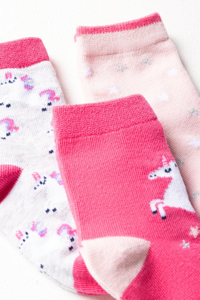 3-pack Eenhoornsokken Roze