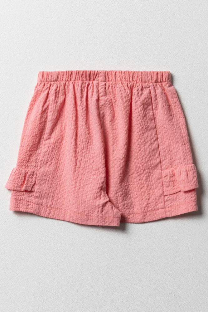 Seersucker Shorts Frilled Peach