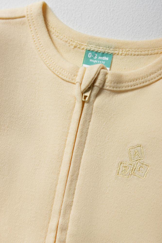 Zip Through Babygrow Yellow