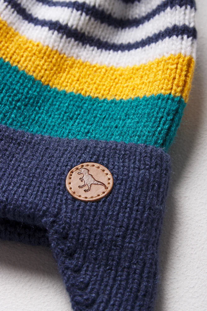 Stripe Beanie & Mittens Set Multi