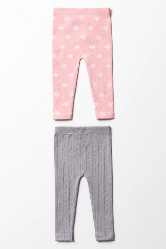 2 Pack Leggings Pink & Grey