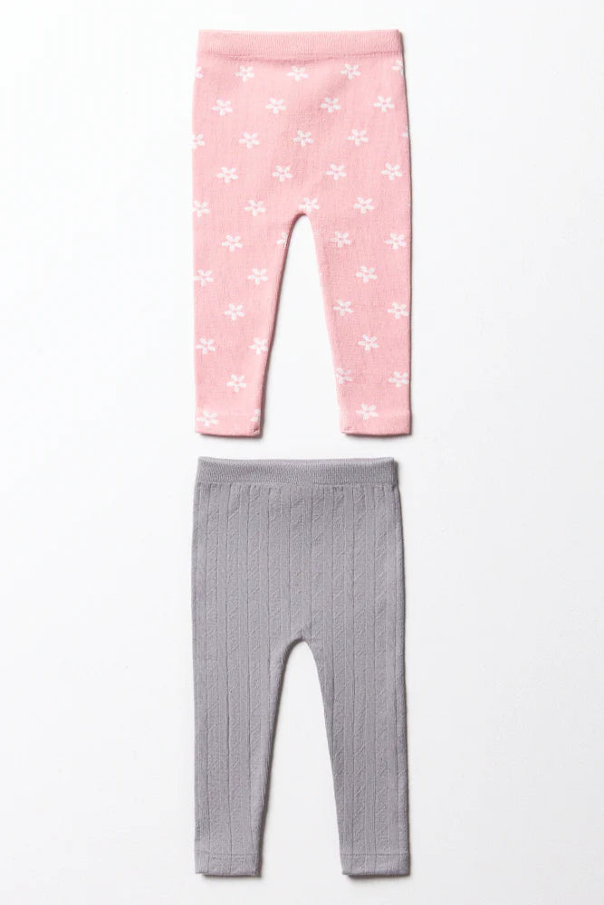 2 Pack Leggings Pink & Grey