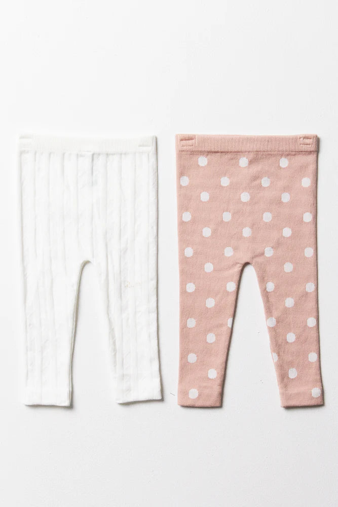 2 Pack Cable Leggings Natural & White
