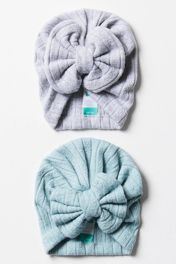 2-pack tulbanden blauw en grijs