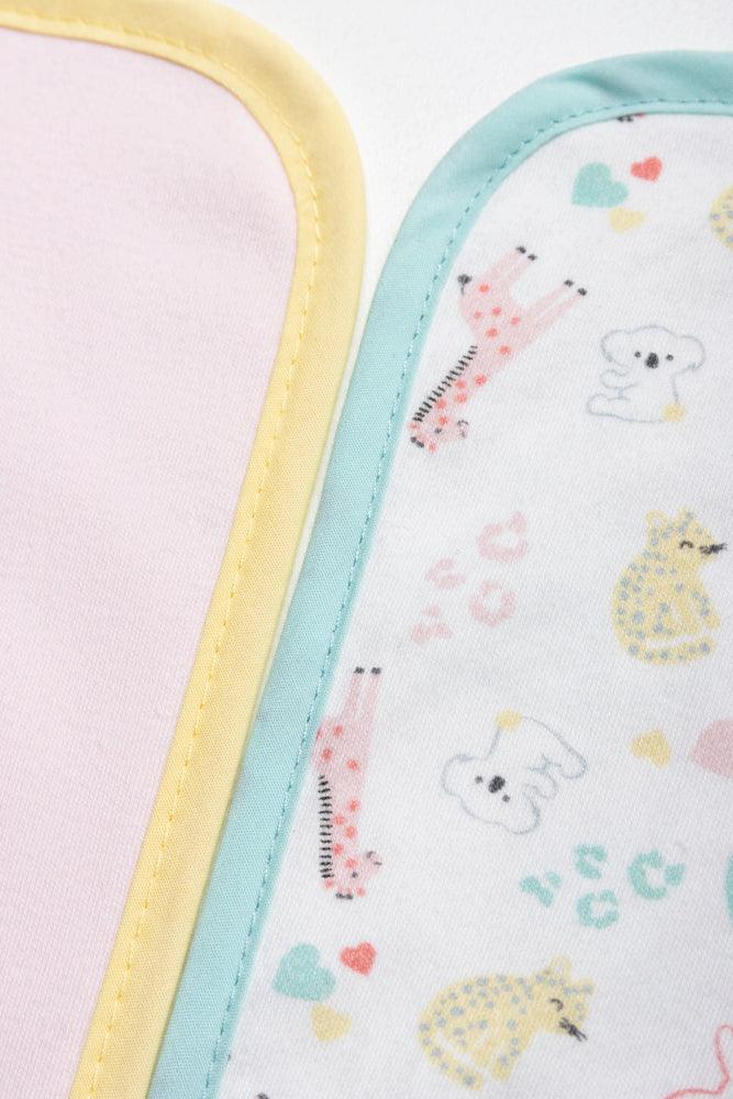 2 Pack Burp Cloths Wild Animals Girl Pink