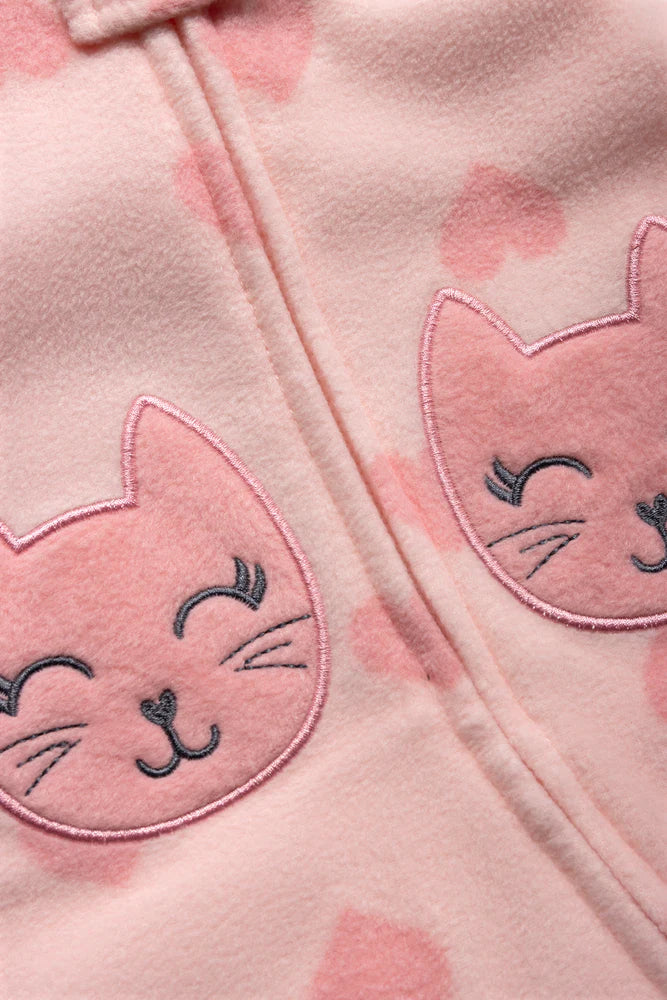 Heart Microfleece Babygrow Girl Pink