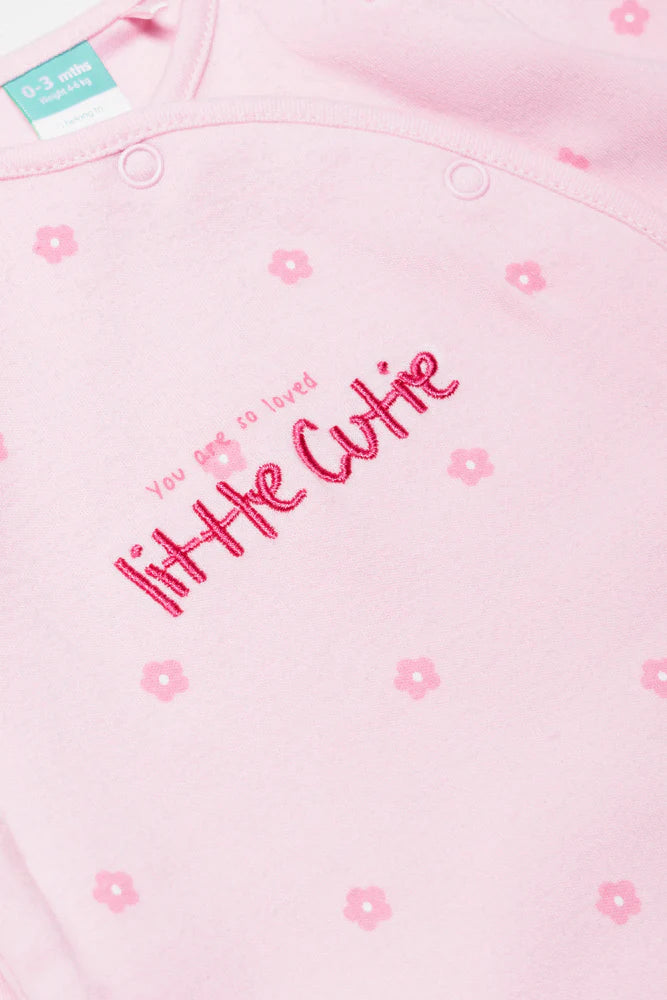 Flower Babygrow With Toy Pink