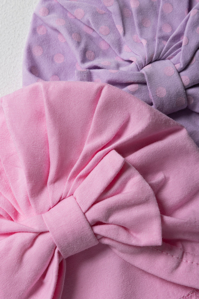 2 Pack Dot Turbans Pink And Lilac