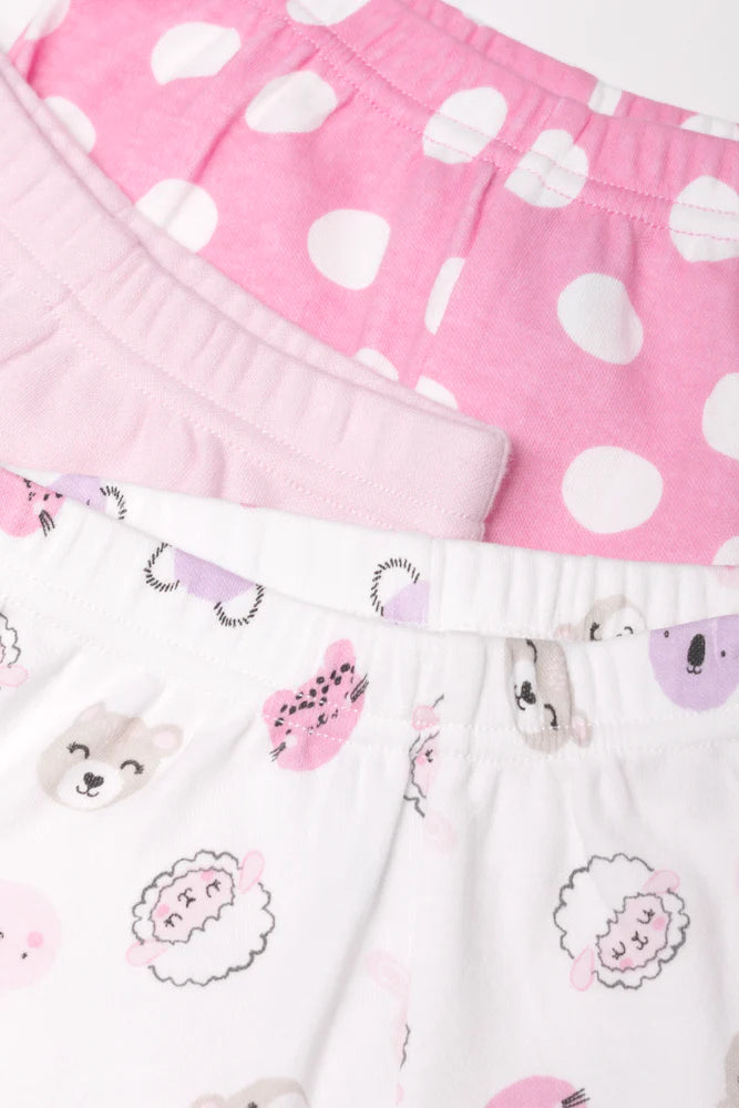 3 Pack Leggings Pink And White
