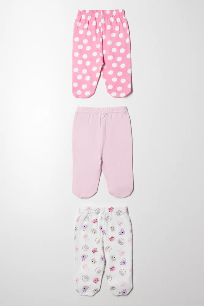 3 Pack Leggings Pink And White