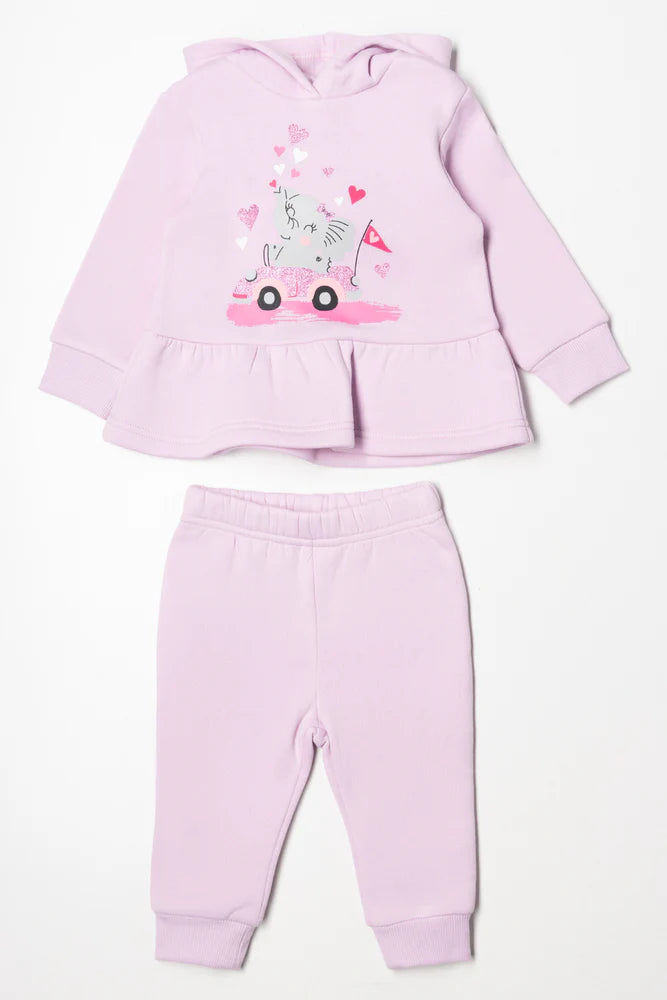 Hooded Peplum Tracksuit Lilac
