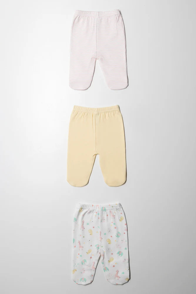 3-pack leggings roze en geel