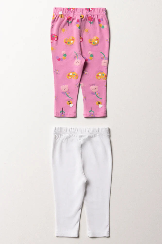 2 Pack Ladybug Leggings Pink