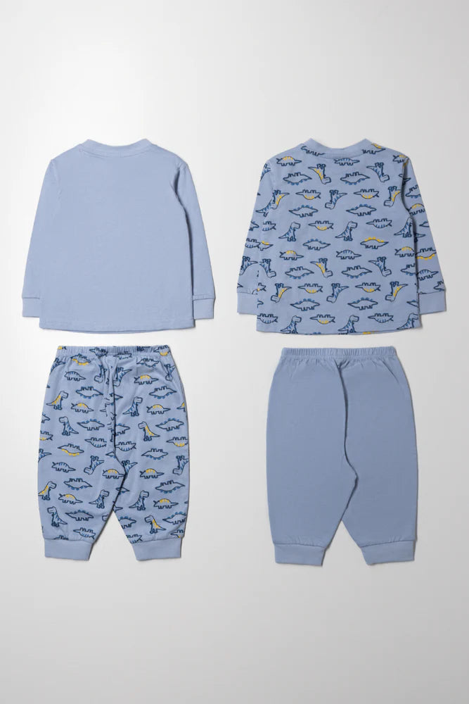 2-pack Dino pyjamaset blauw