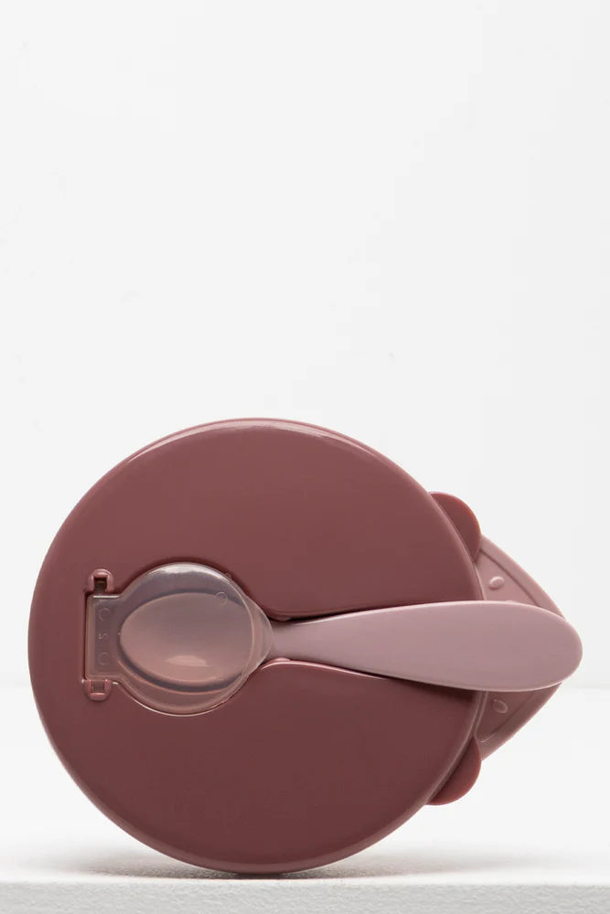Kom met lepel stoffig roze