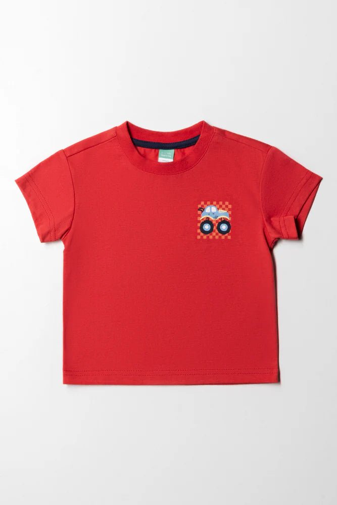 Monster Trucks T-shirt met opdruk, rood