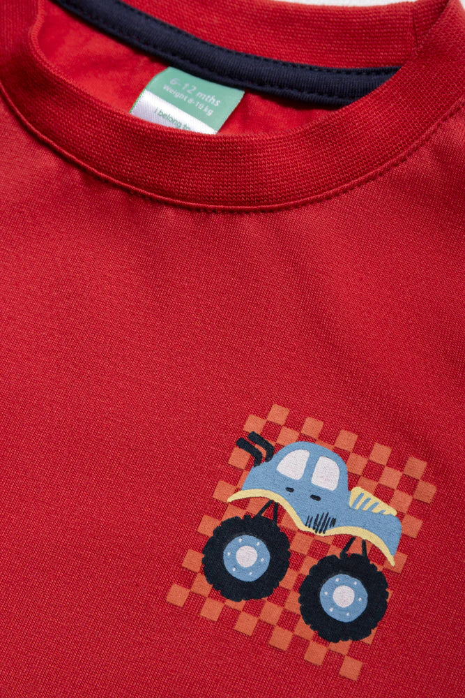 Monster Trucks T-shirt met opdruk, rood