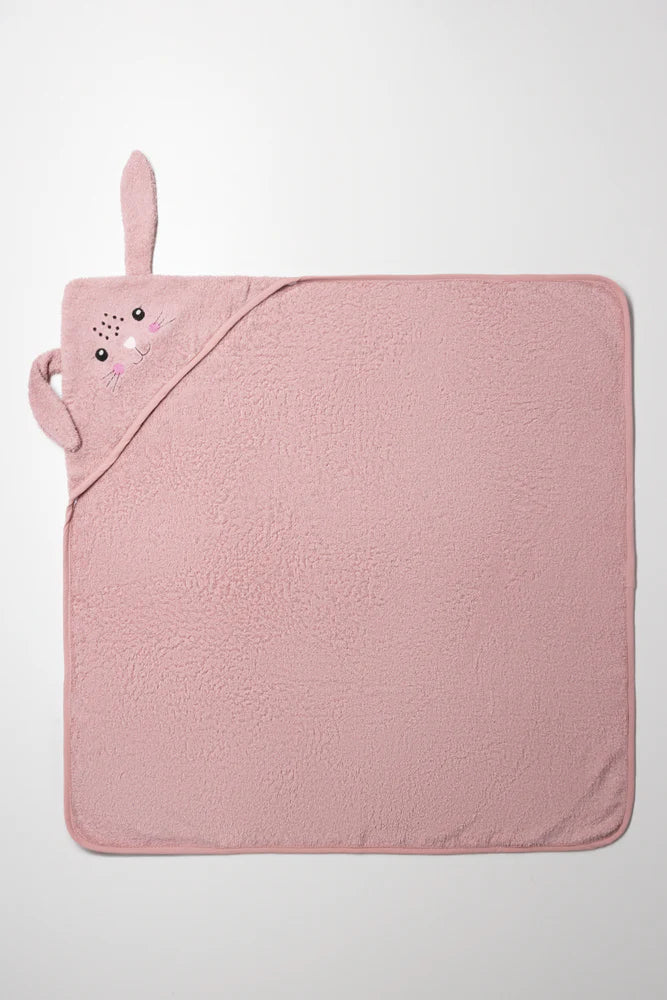 2 Piece Bunny Towel Set Pink