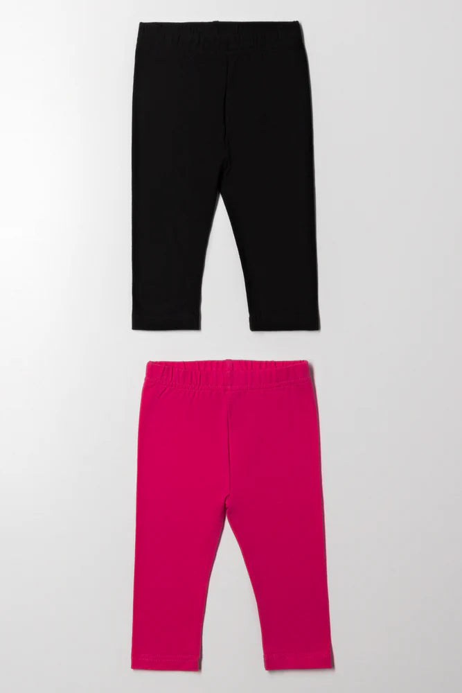 2 Pack Leggings Pink And Black