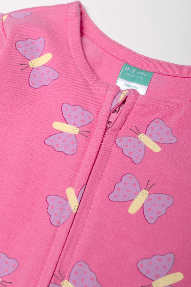 Butterfly Babygrow Pink
