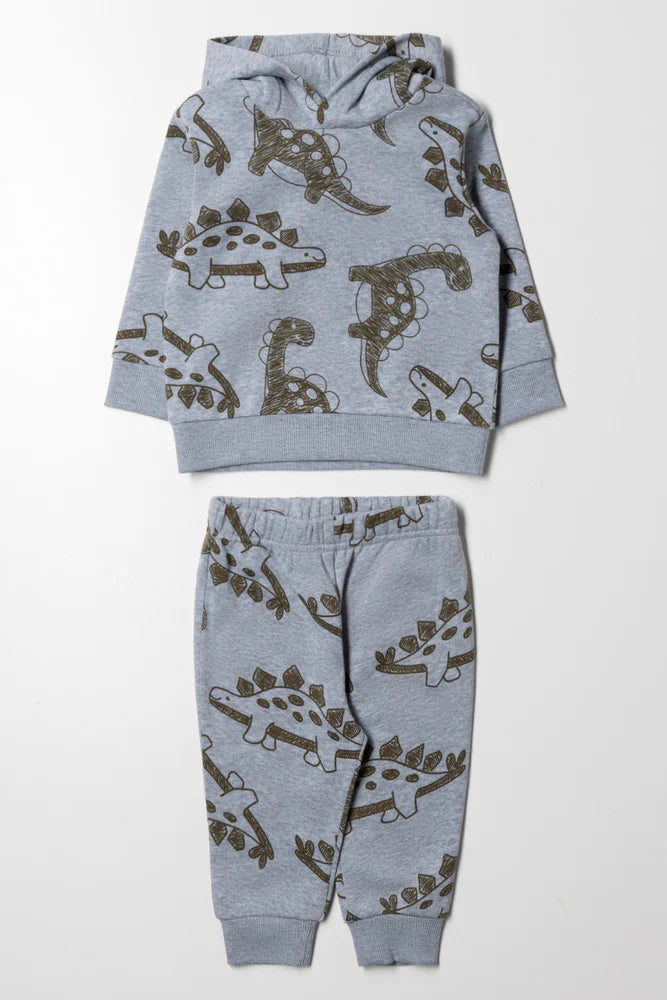 Hooded Dinosaur Tracksuit Grey