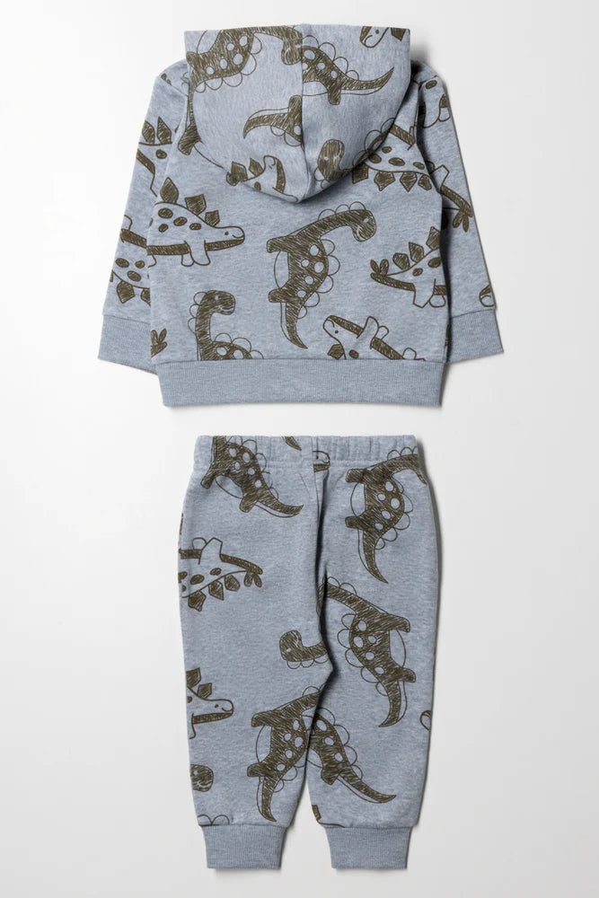Hooded Dinosaur Tracksuit Grey