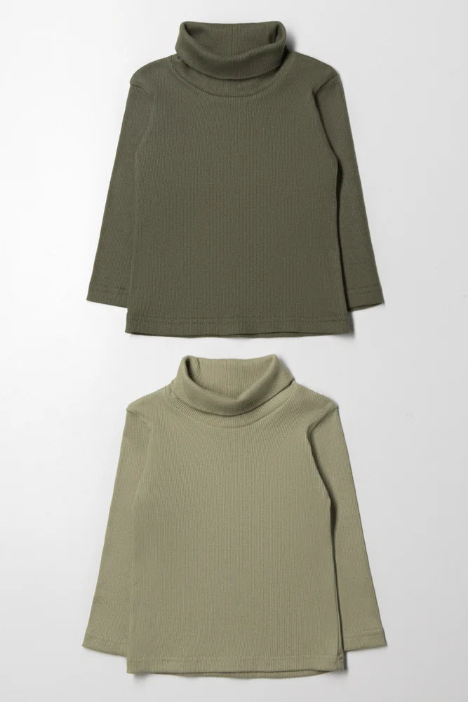 2-pack geribbelde poloshirts groen