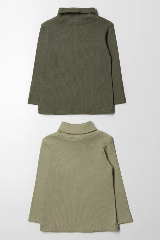 2-pack geribbelde poloshirts groen