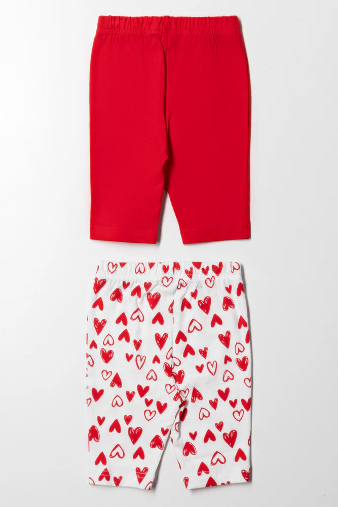 2 Pack Cropped Leggings Red