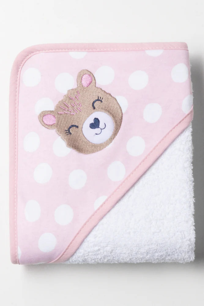 Polka Dot Bear Capuchon Handdoek Roze