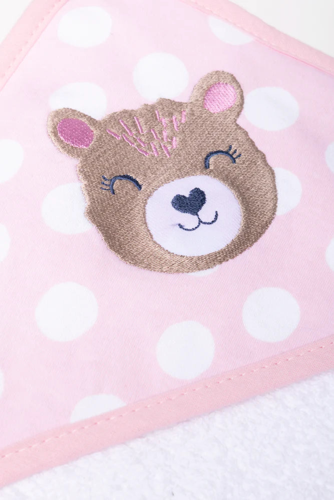 Polka Dot Bear Capuchon Handdoek Roze