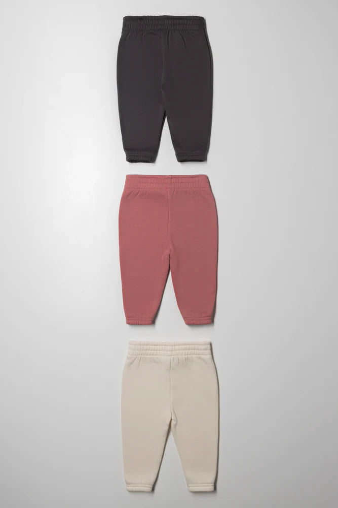 3 Pack Trackpants Peach, Pink And Dark Grey