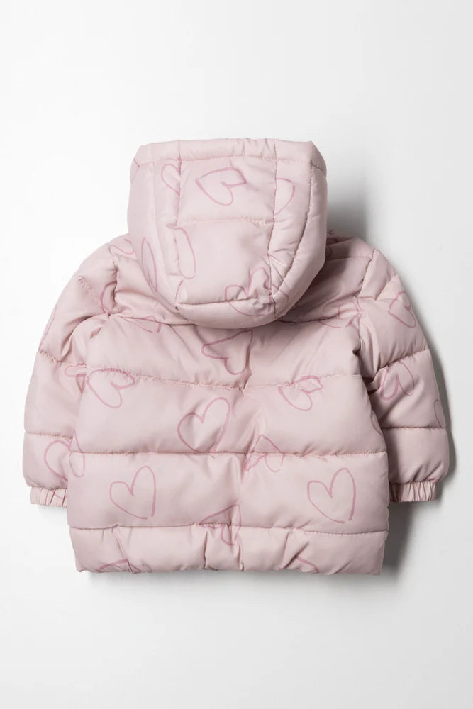 Gewatteerd jack met capuchon, roze