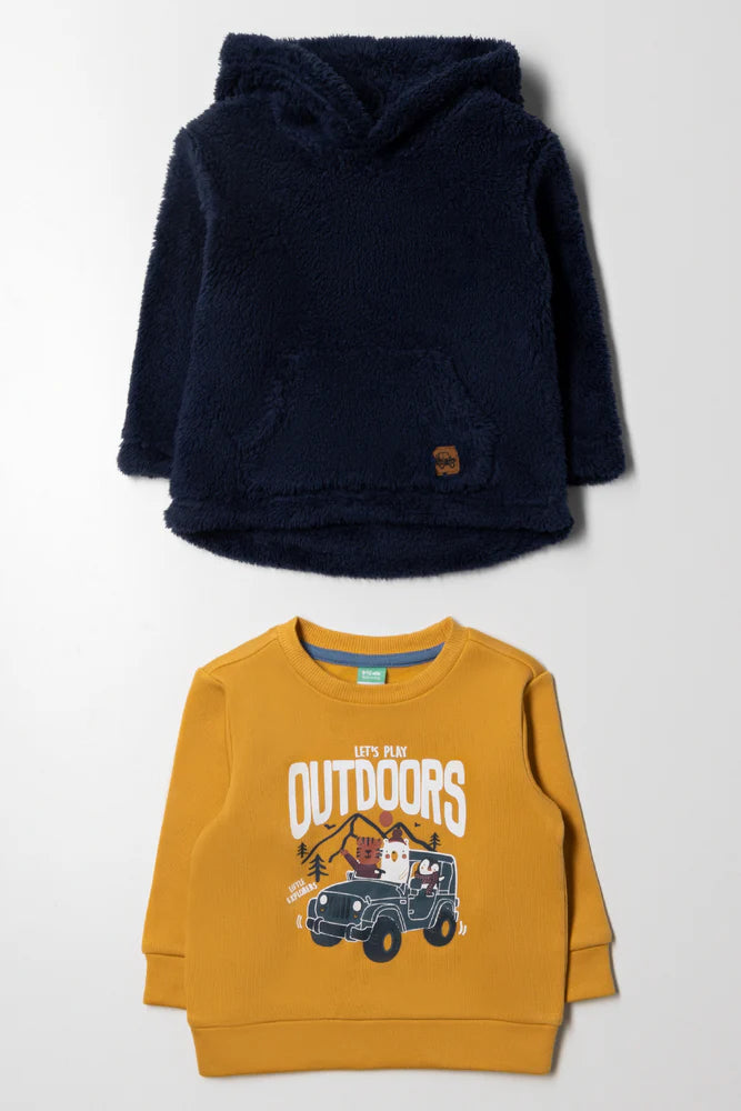 2-pack Adventure Tracktops in marineblauw en geel